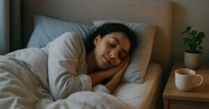 Kvinde som sover godt